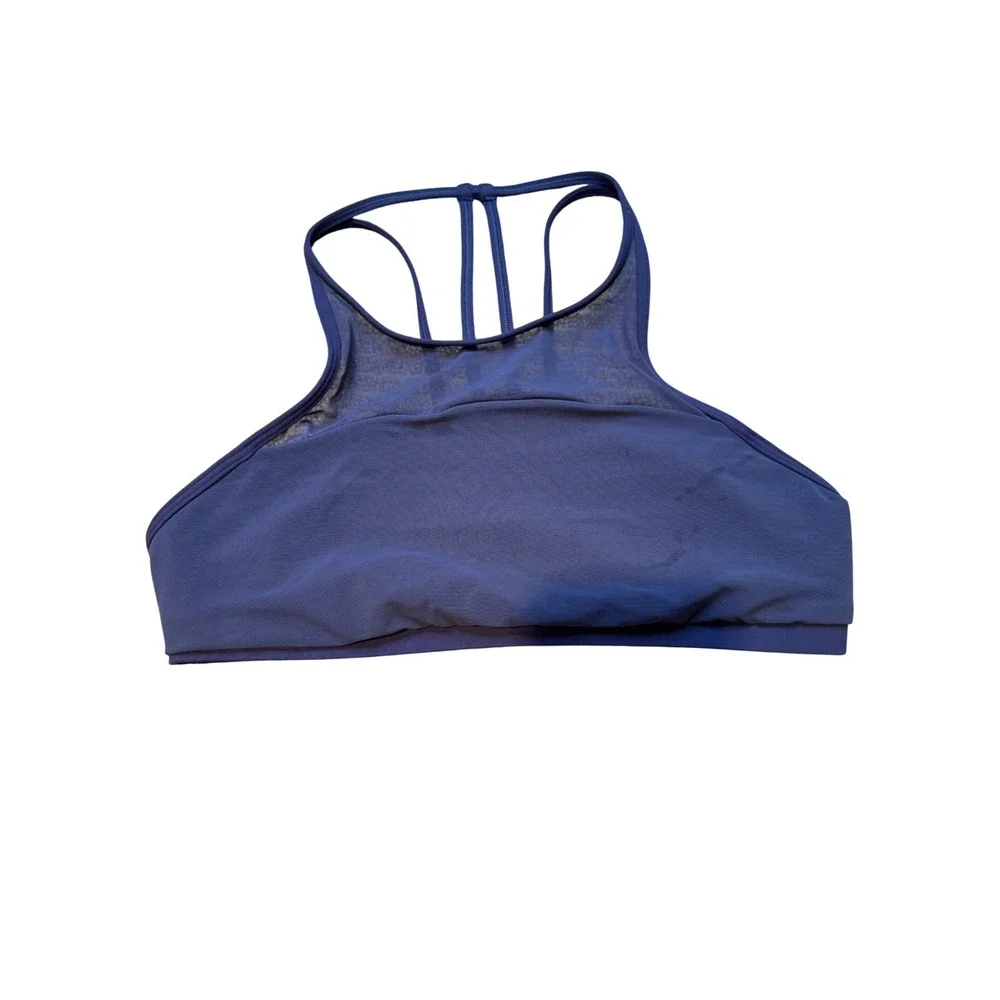 Lululemon Free To Be Serene Bra High Neck Purple Mesh Strappy‎ Yoga Bra Size 8